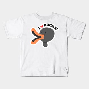 I Love Duck Cartoon Kids T-Shirt